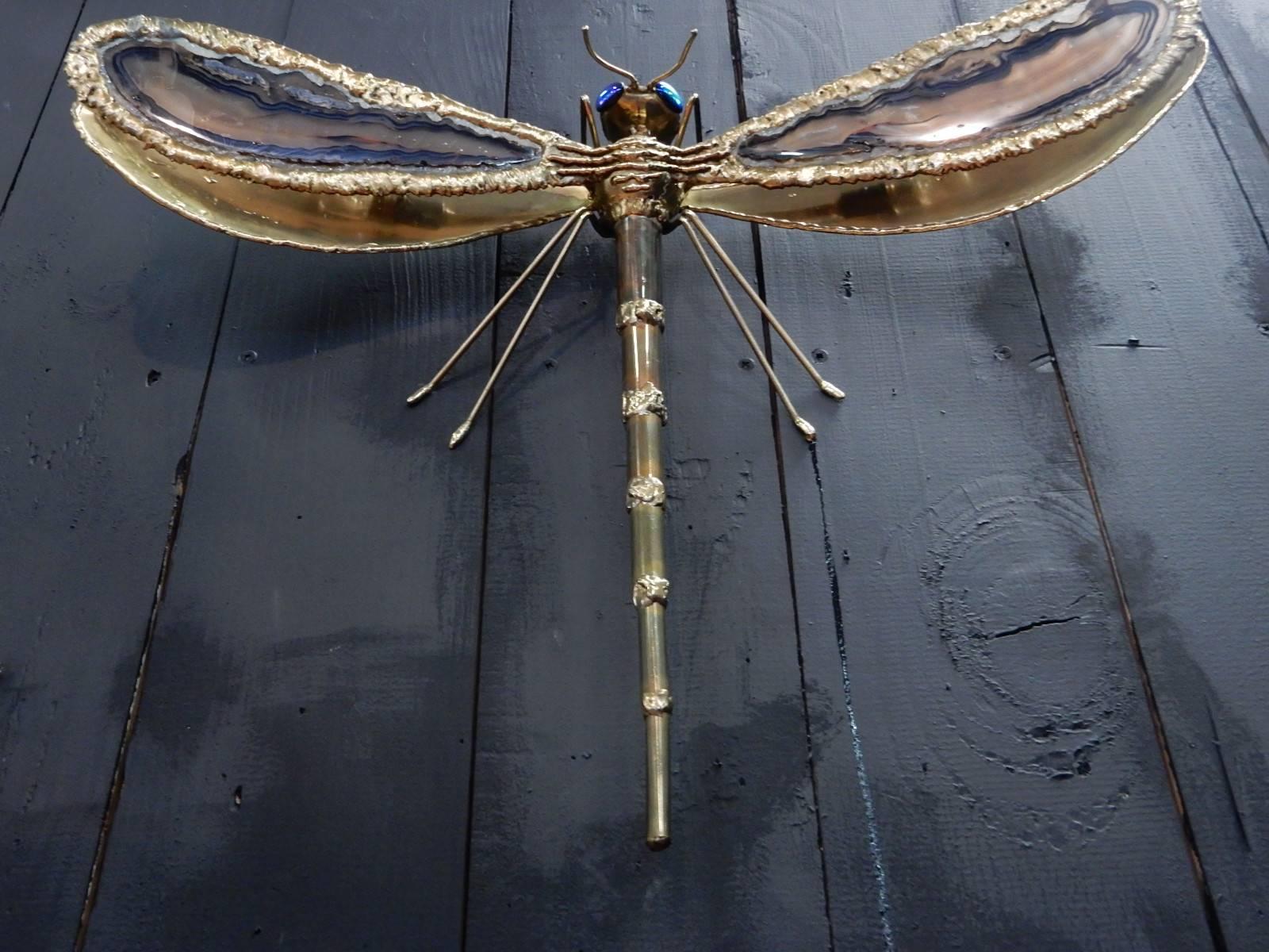 Mid-Century Modern Jacques Duval Brasseur Dragonfly Sconce, 1970 For Sale