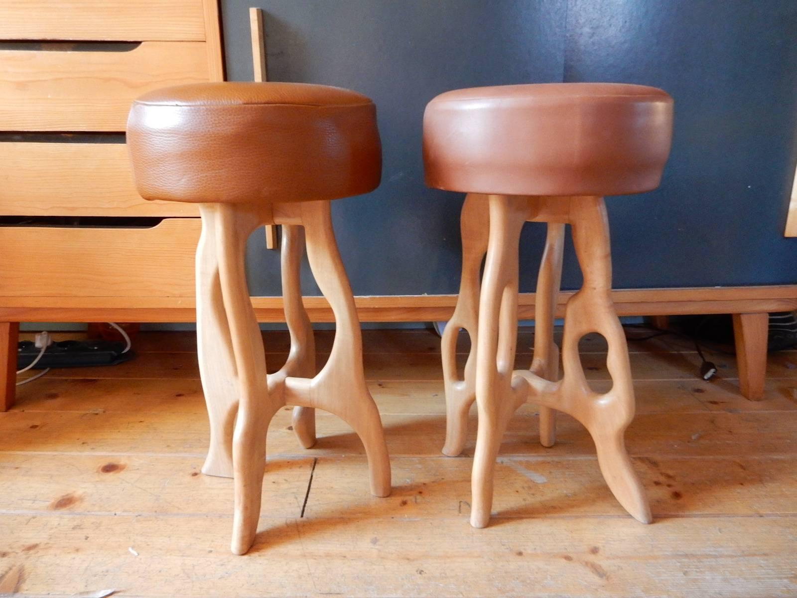 Contemporary Set of Four Organic Stools