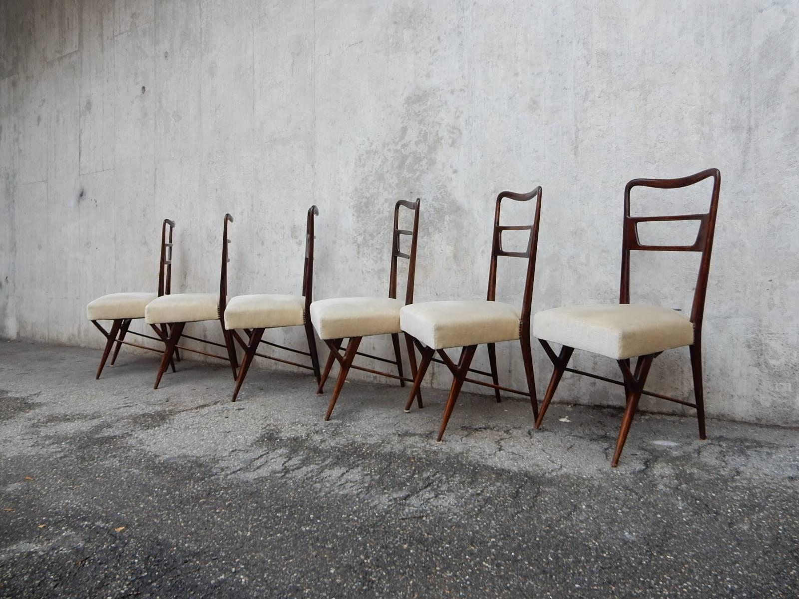 Organic Modern Paolo Buffa Attributed to Set of Six Chairs