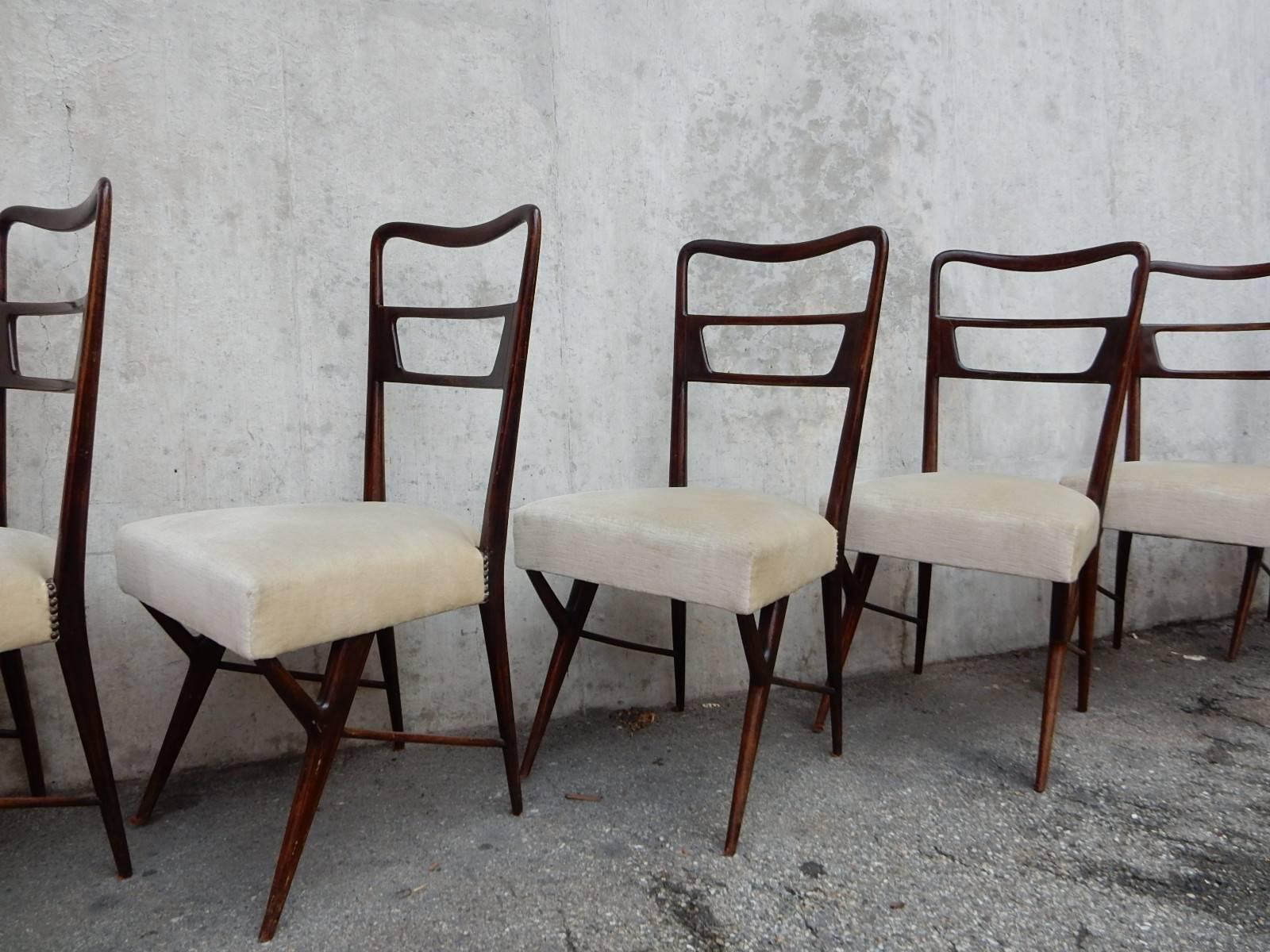 Italian Paolo Buffa Attributed to Set of Six Chairs