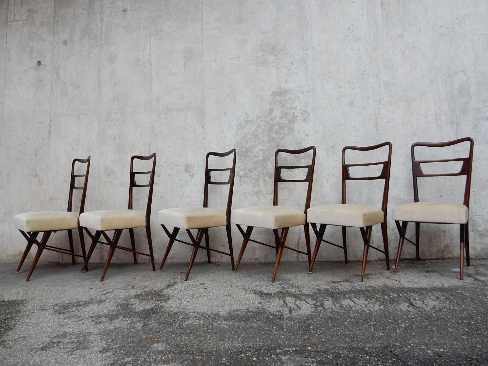 Mid-20th Century Paolo Buffa Attributed to Set of Six Chairs