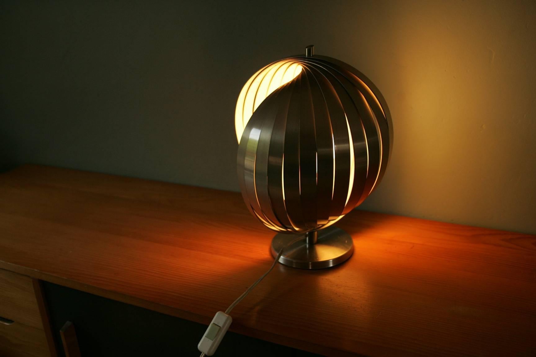 French Mathieu 1970 Nickelor Aluminium Helical Lamp