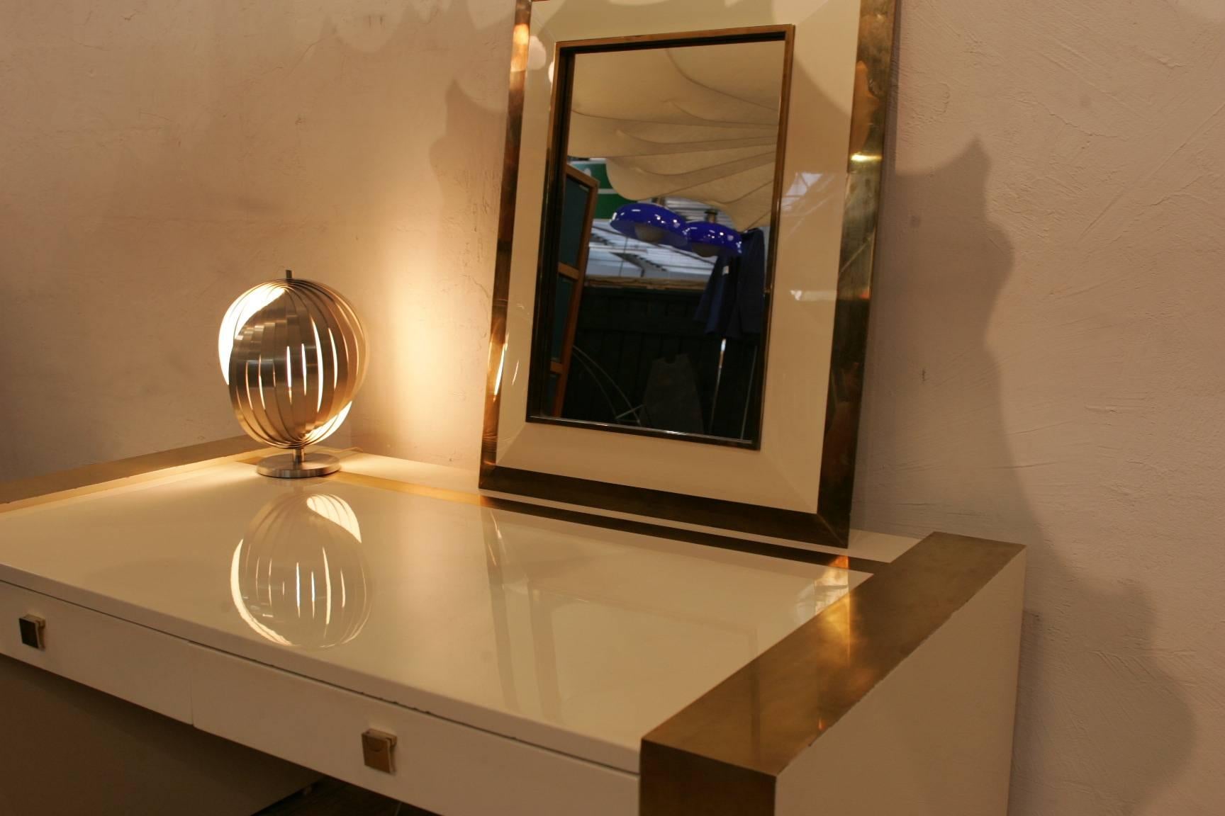 Late 20th Century Mahé Jean-Claude, 1970 Desk and Mirror For Sale