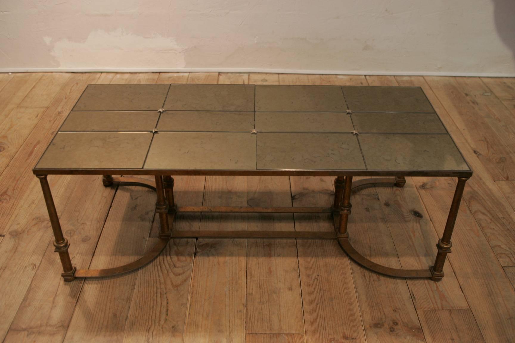 Bronzed Neoclassical Large Coffee Table, 1970 For Sale