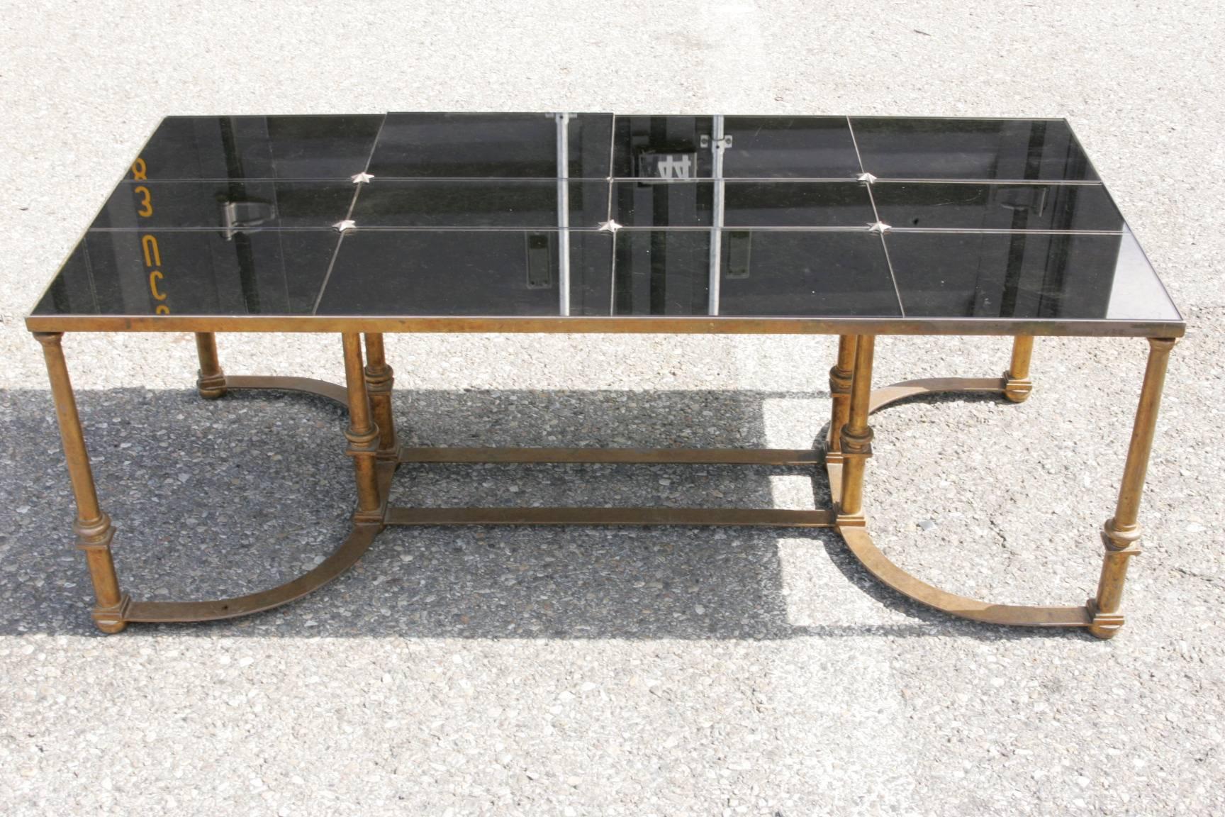 Steel Neoclassical Large Coffee Table, 1970 For Sale