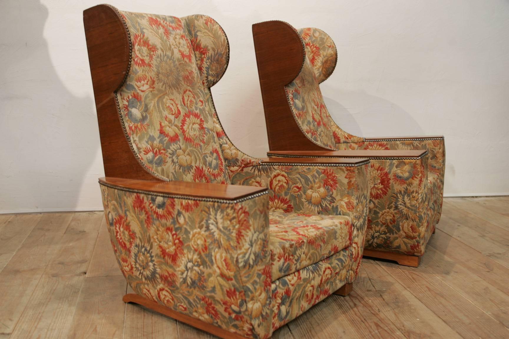 Spectacular Andre Sornay Pair of Art Deco Armchairs For Sale 2