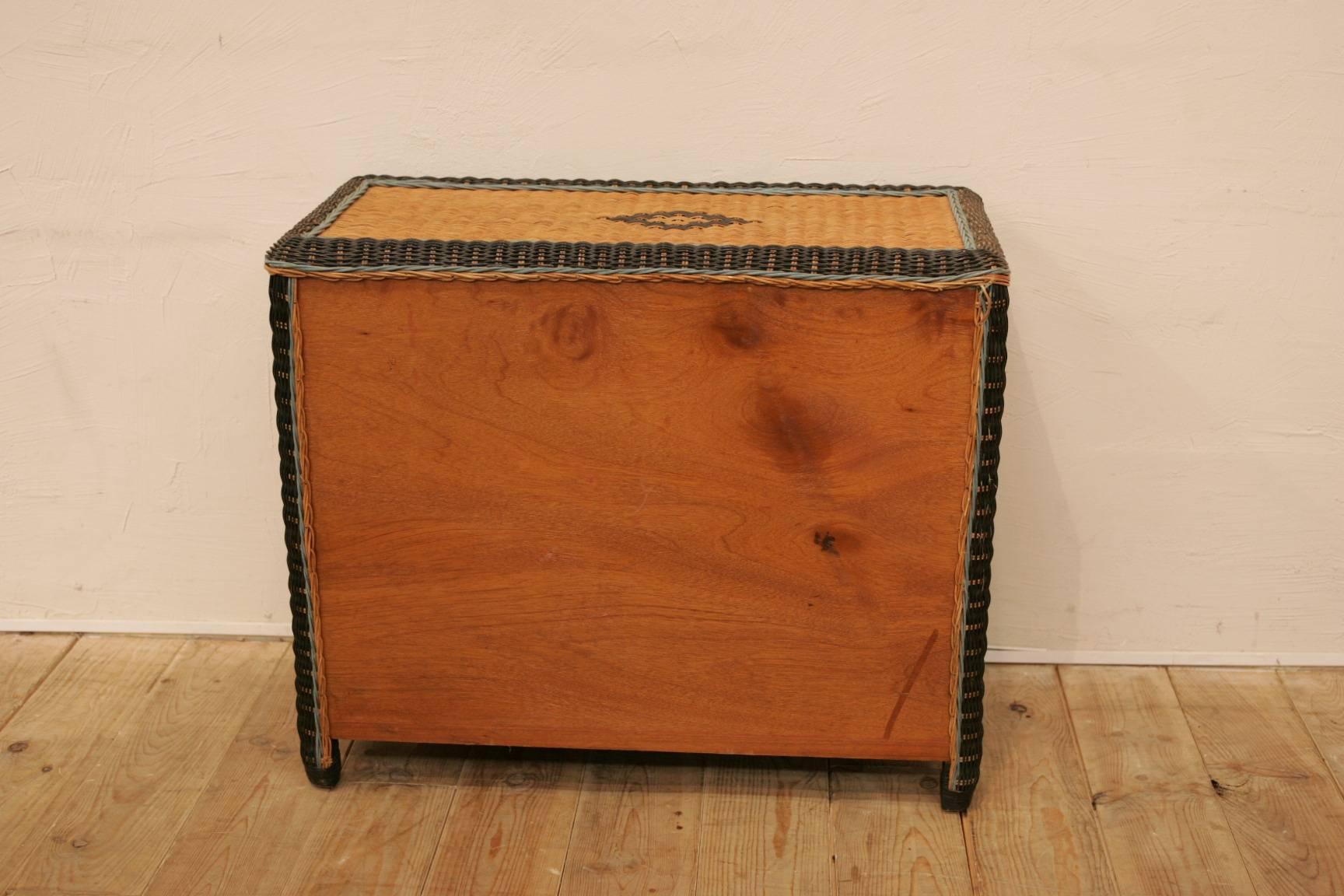 Painted Mid-Century Modern Rattan Chest of Drawers For Sale