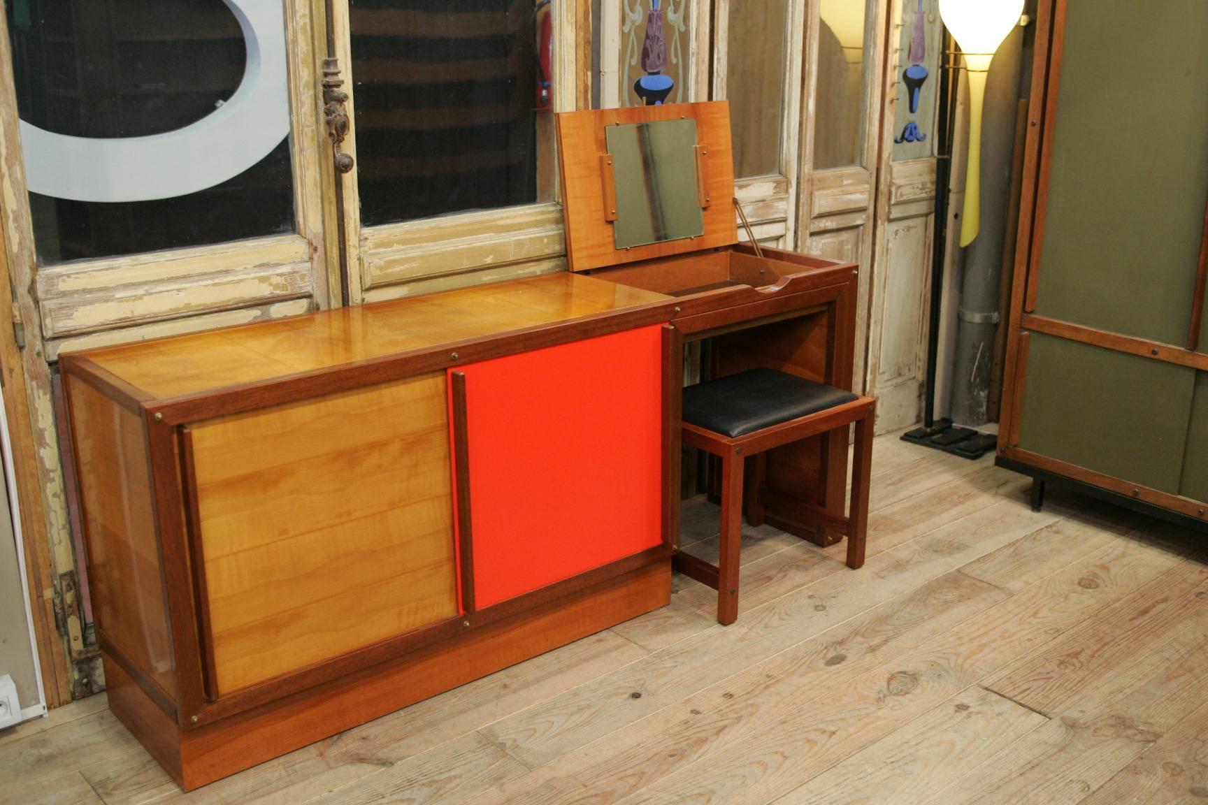Mahogany Andre Sornay 1960 Sideboard For Sale