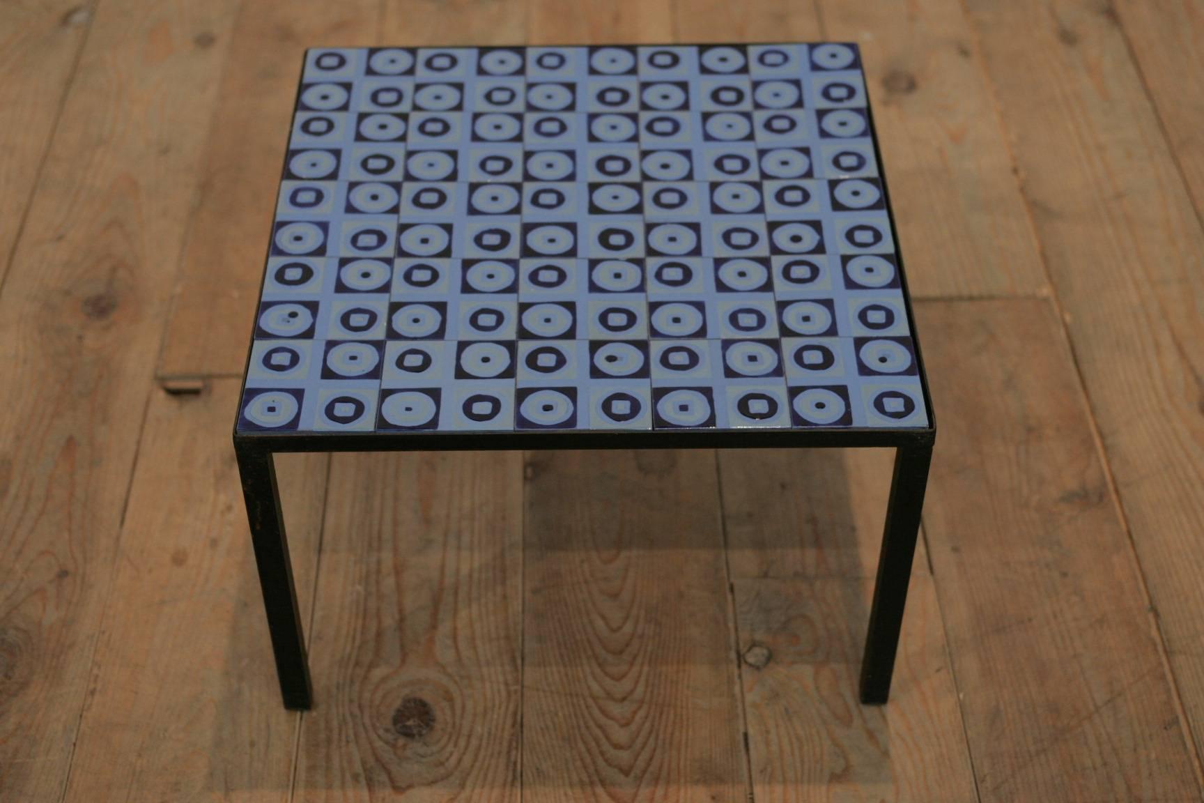 Lacquered 1960 French Ceramic Coffee Table Attributed to Roger Capron