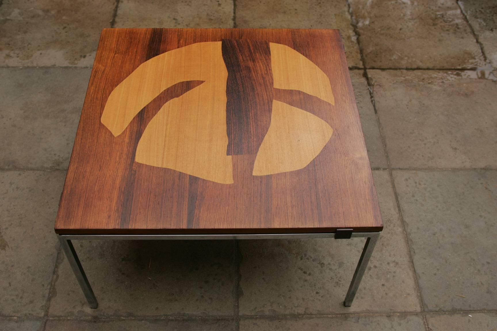 Veneer Alain Richard Rare 1950 Coffee Table For Sale