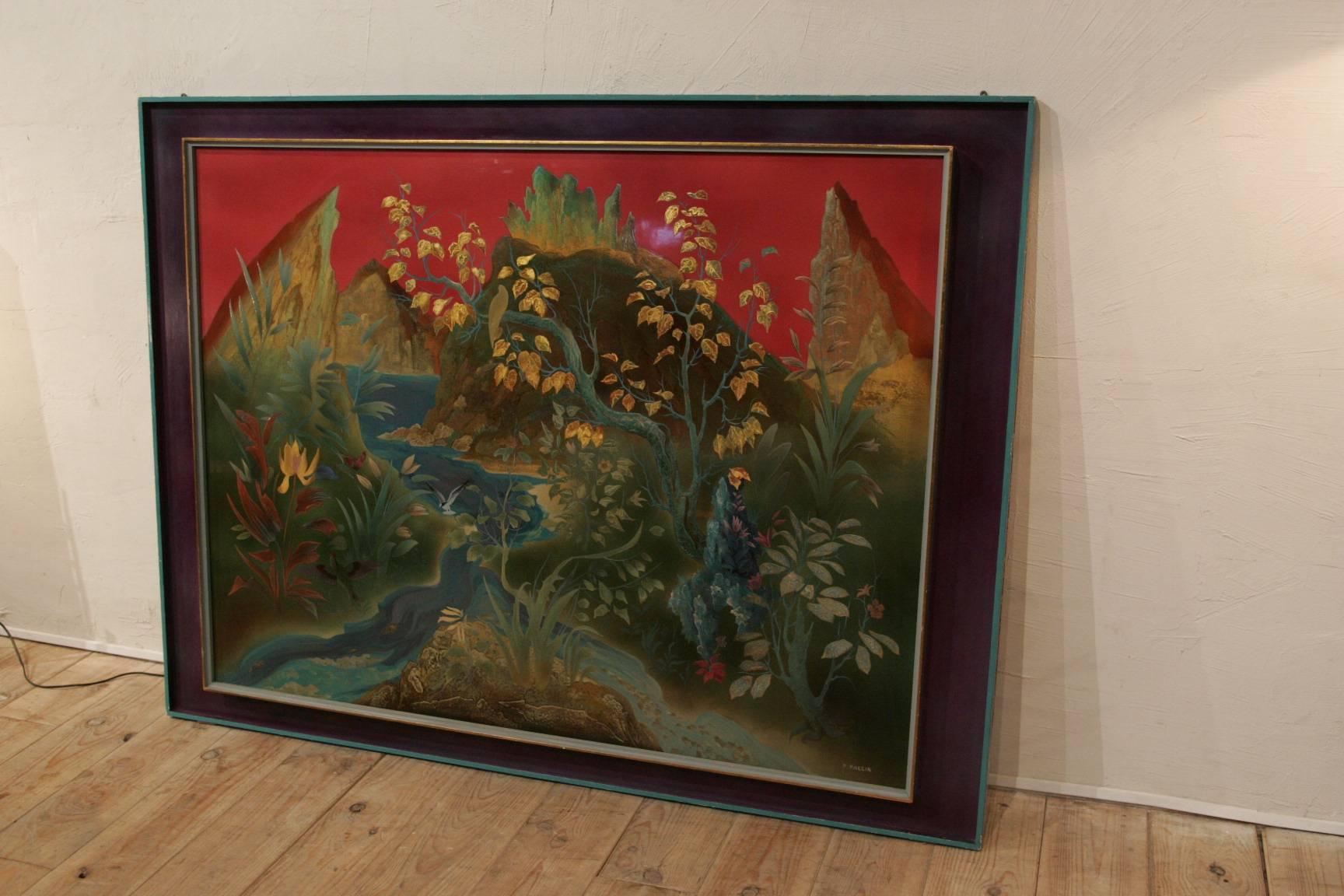 Magnifique Art deco big laquered panel by Pierre Paulin, circa 1930 in very very good condition(condition from origine)