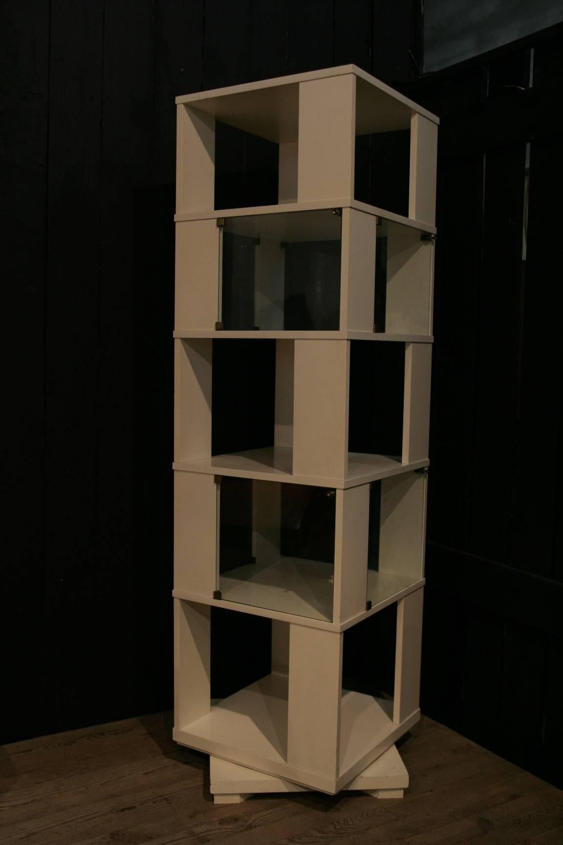 Late 20th Century Italian TOTEM Ivory Lacquered Turning Library, 1960