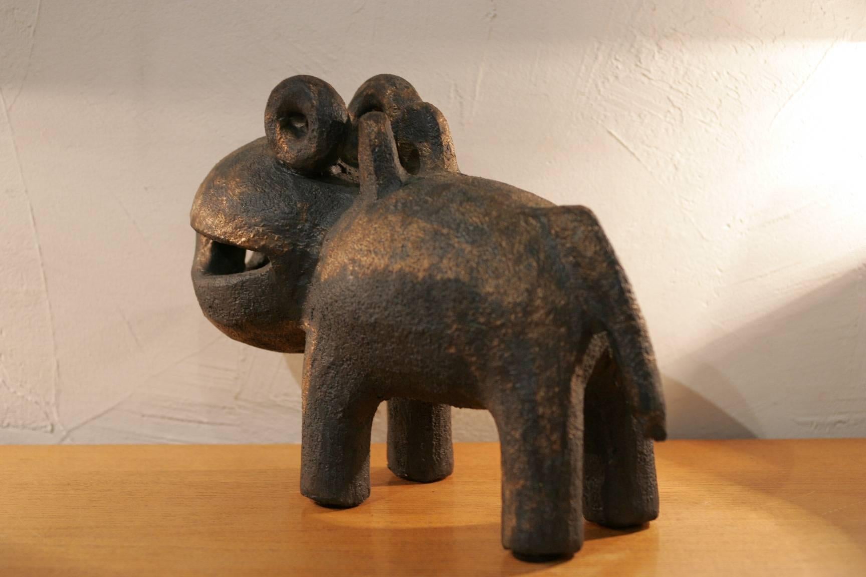 Mid-Century Modern Dominique Pouchain Hippopotamus Sculpture For Sale