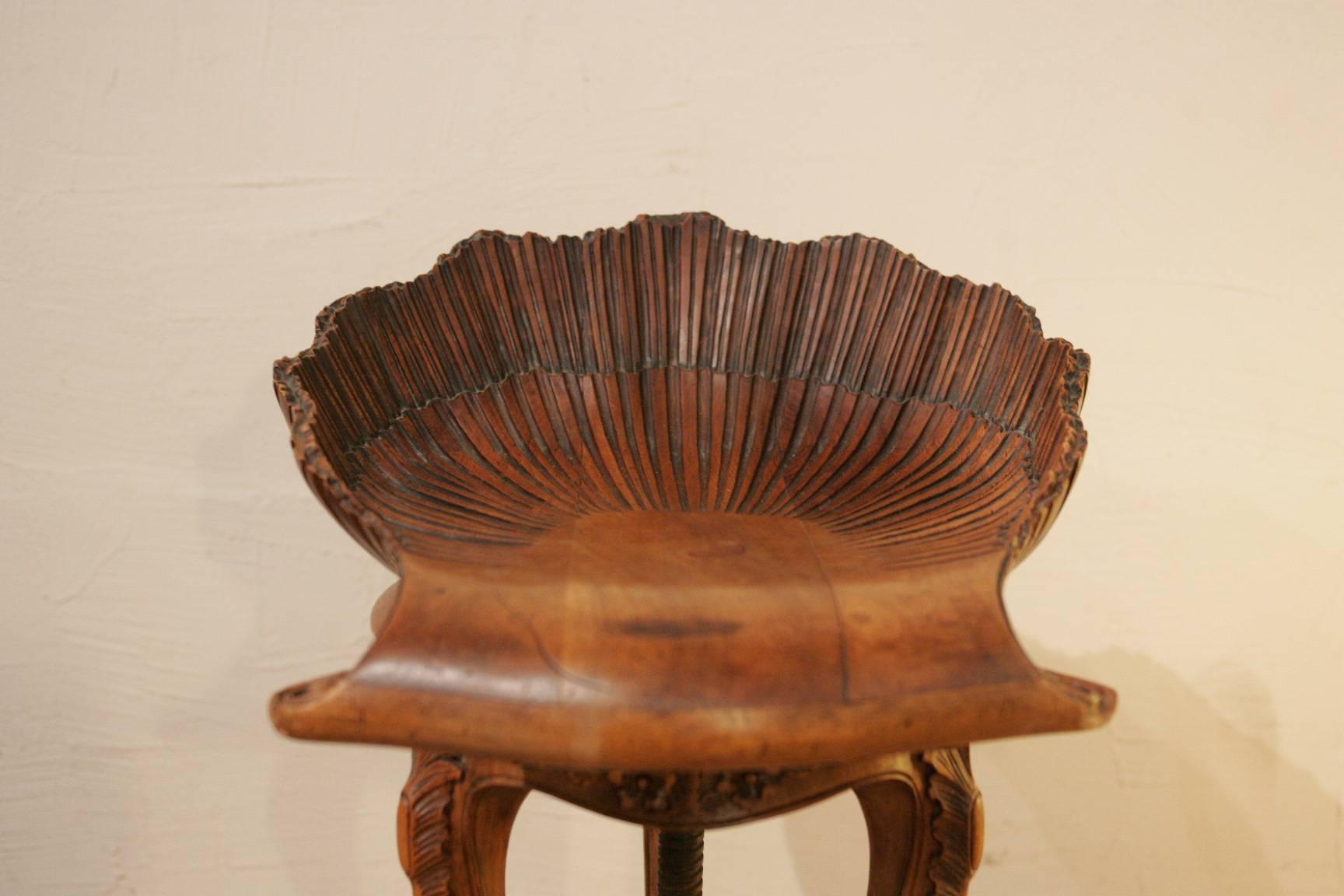 French 19th Century Harpist Stool Ebenist Grotte For Sale