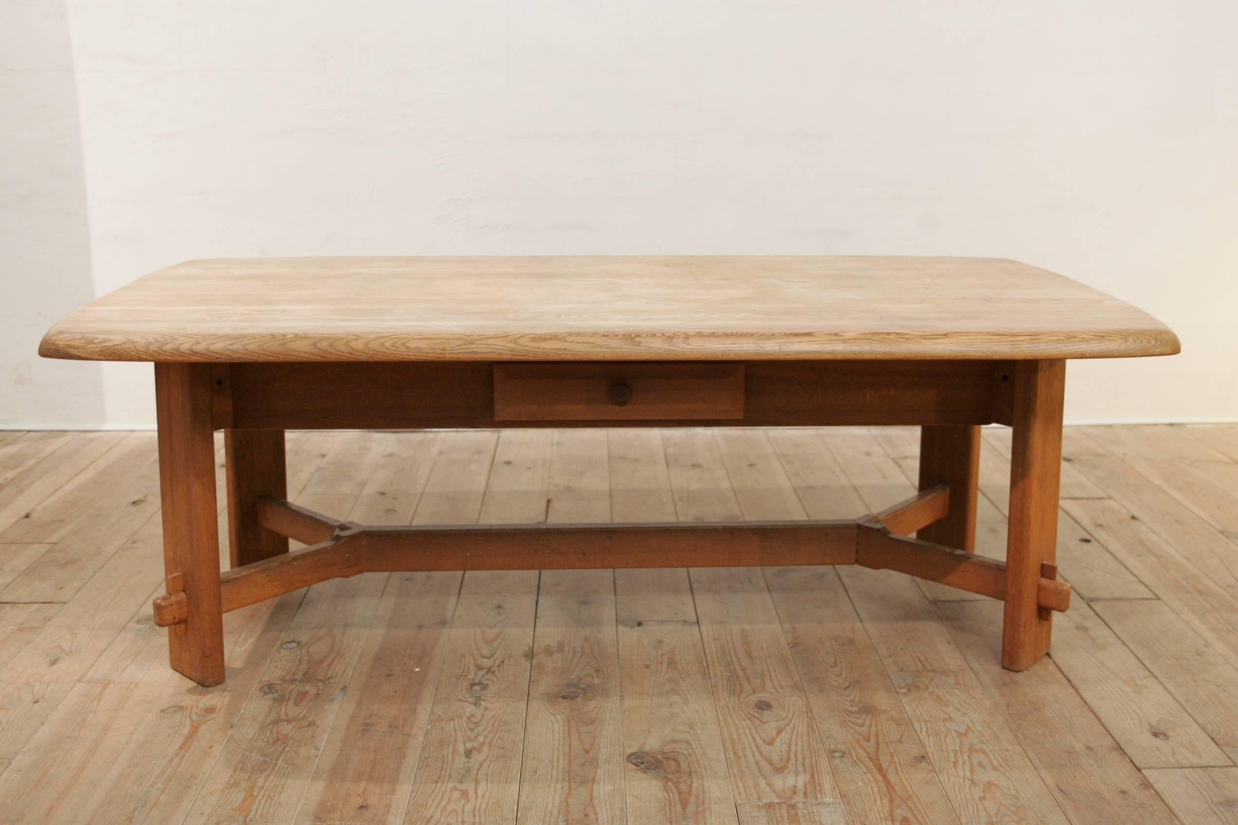 Mid-Century Modern Large Oak Dinner Table 3