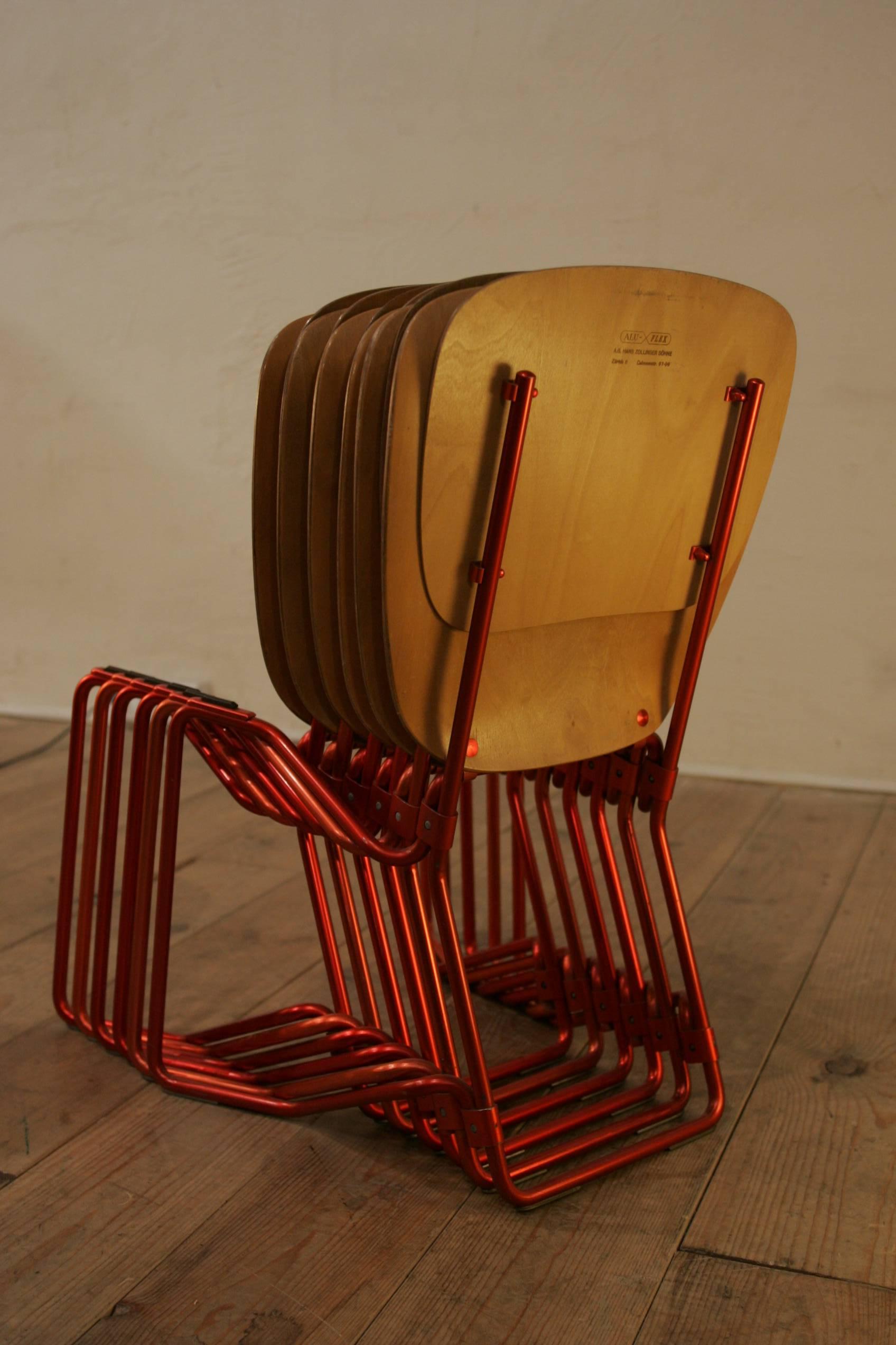 Mid-20th Century Armin Wirth for Hans Zollinger Sohne Set of Six Law Chairs For Sale