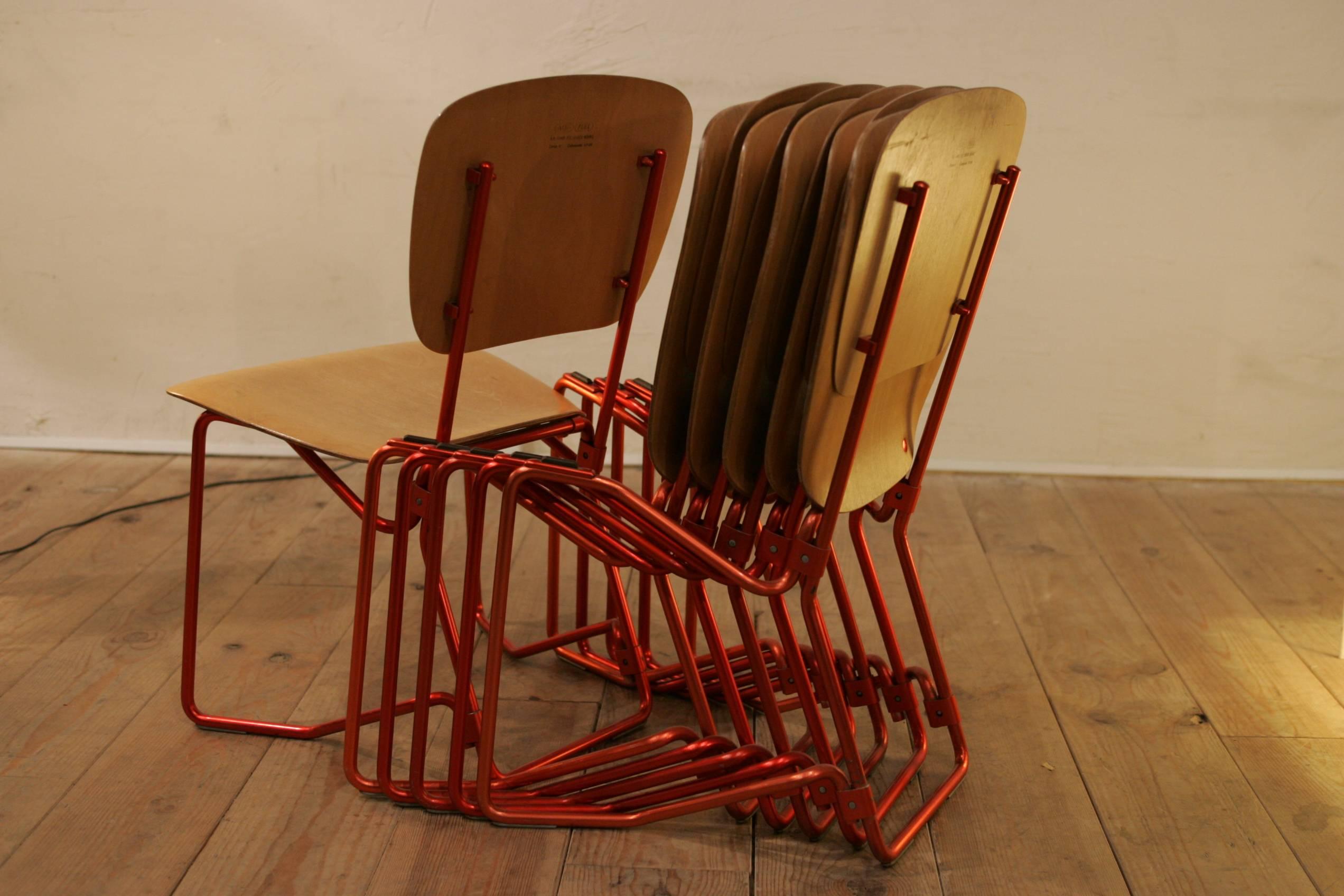 Swiss Armin Wirth for Hans Zollinger Sohne Set of Six Law Chairs For Sale