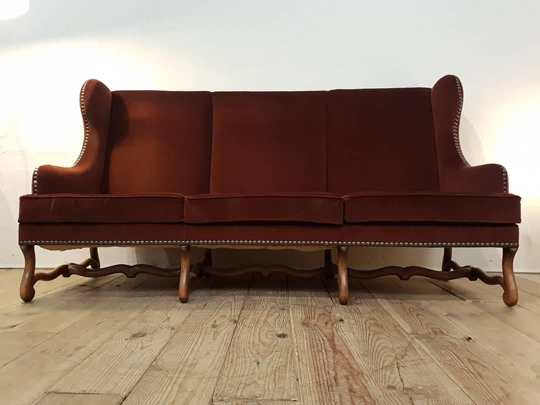 Velvet Louis XIII Large Sofa 