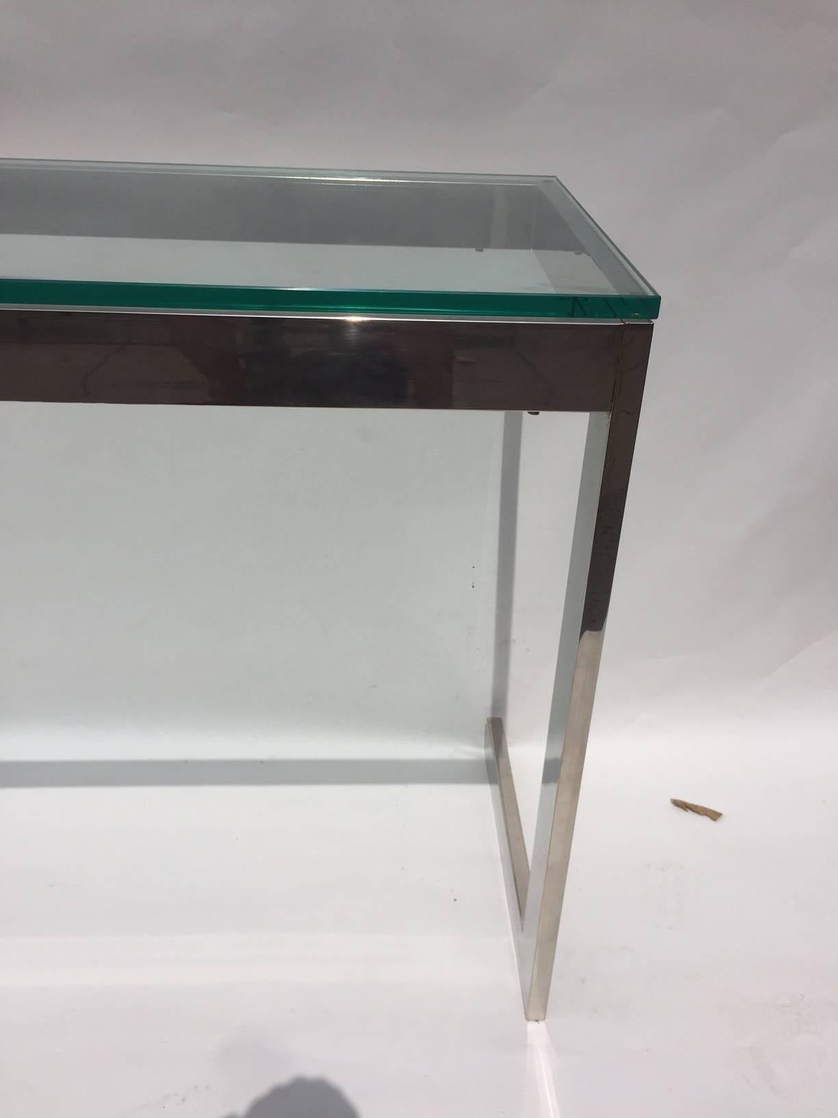 Vintage chrome-plated console or table in shape of letter 