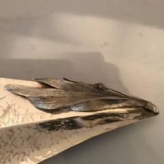 Hand-Hammered and Silver Plated Centrepiece in the Shape Palm Leaf, 1970s