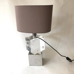 1970s Italian Lucite and Chrome Table Lamp