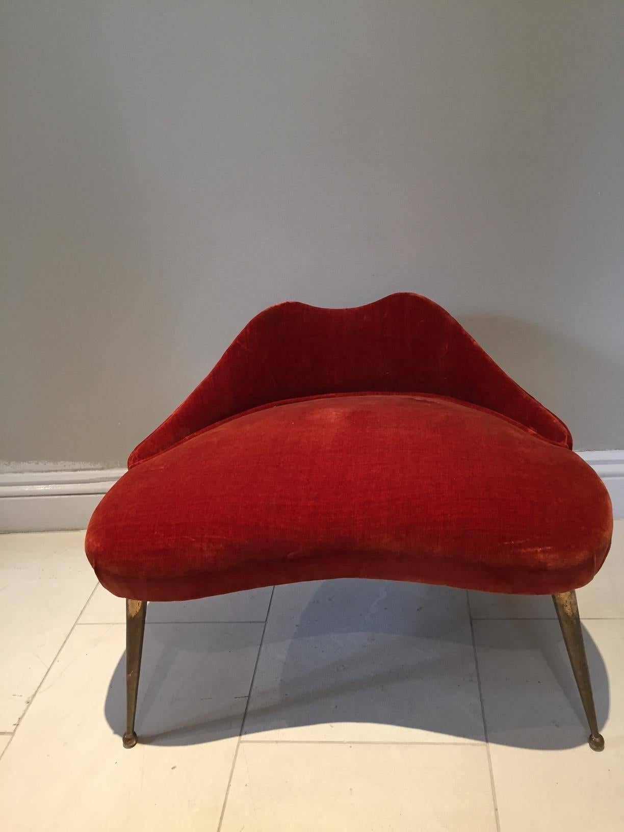 Italian 1950s Vintage Stool in the Shape of the Lips 1
