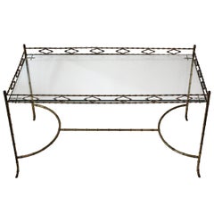 1950s French Glass and Brass Coffee Table