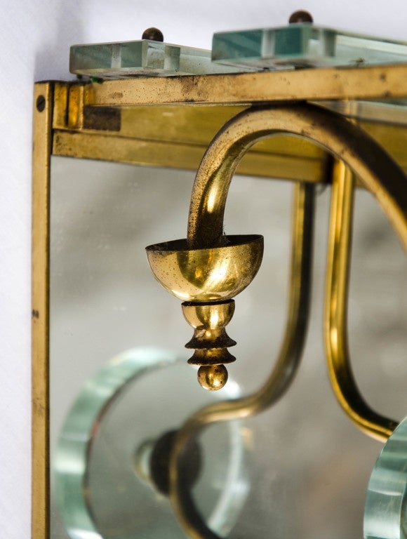 Italian Pair of Glass, Brass and Mirror Coat Racks 1