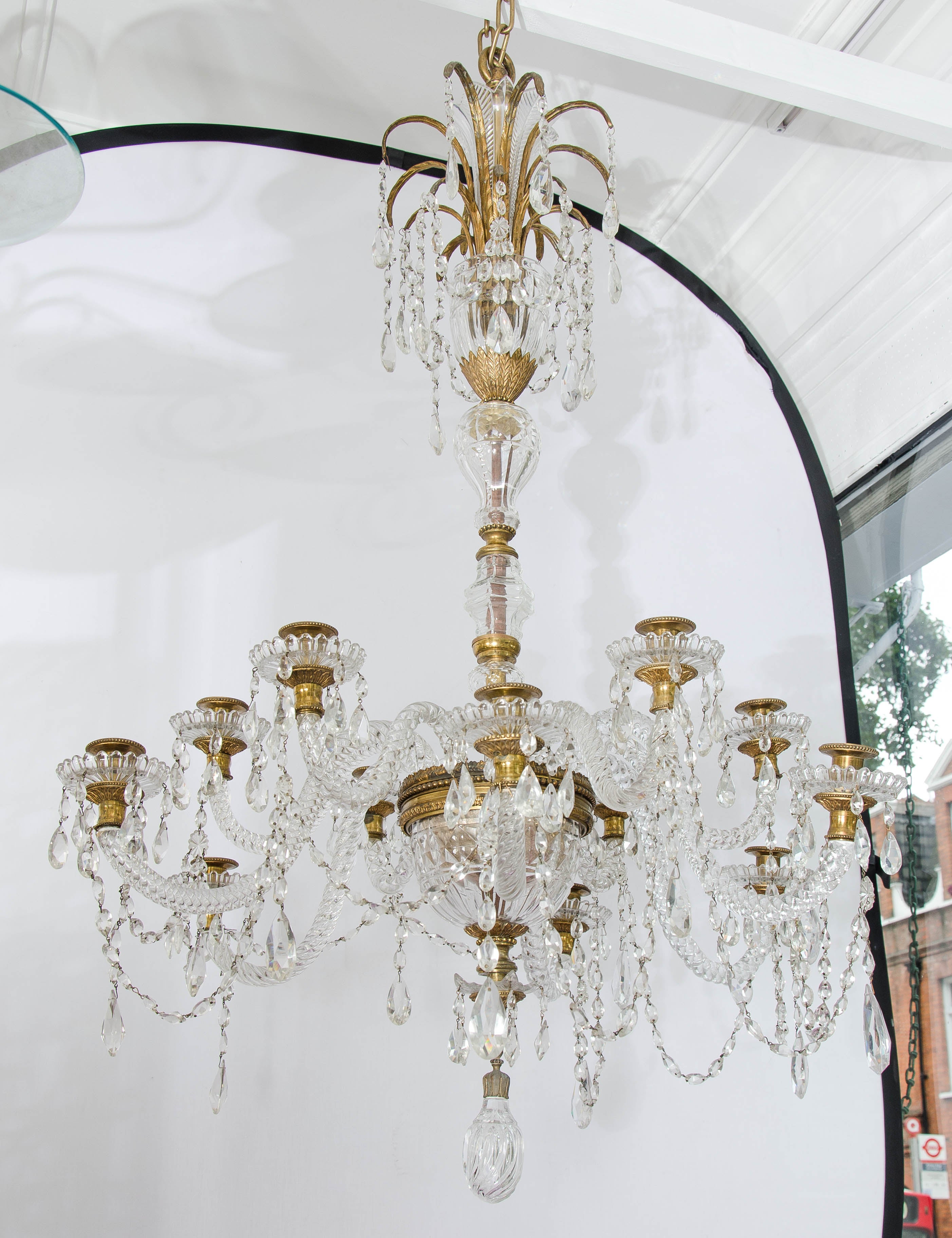 19th Century French Baccarat Glass and Bronze Chandelier from Roma