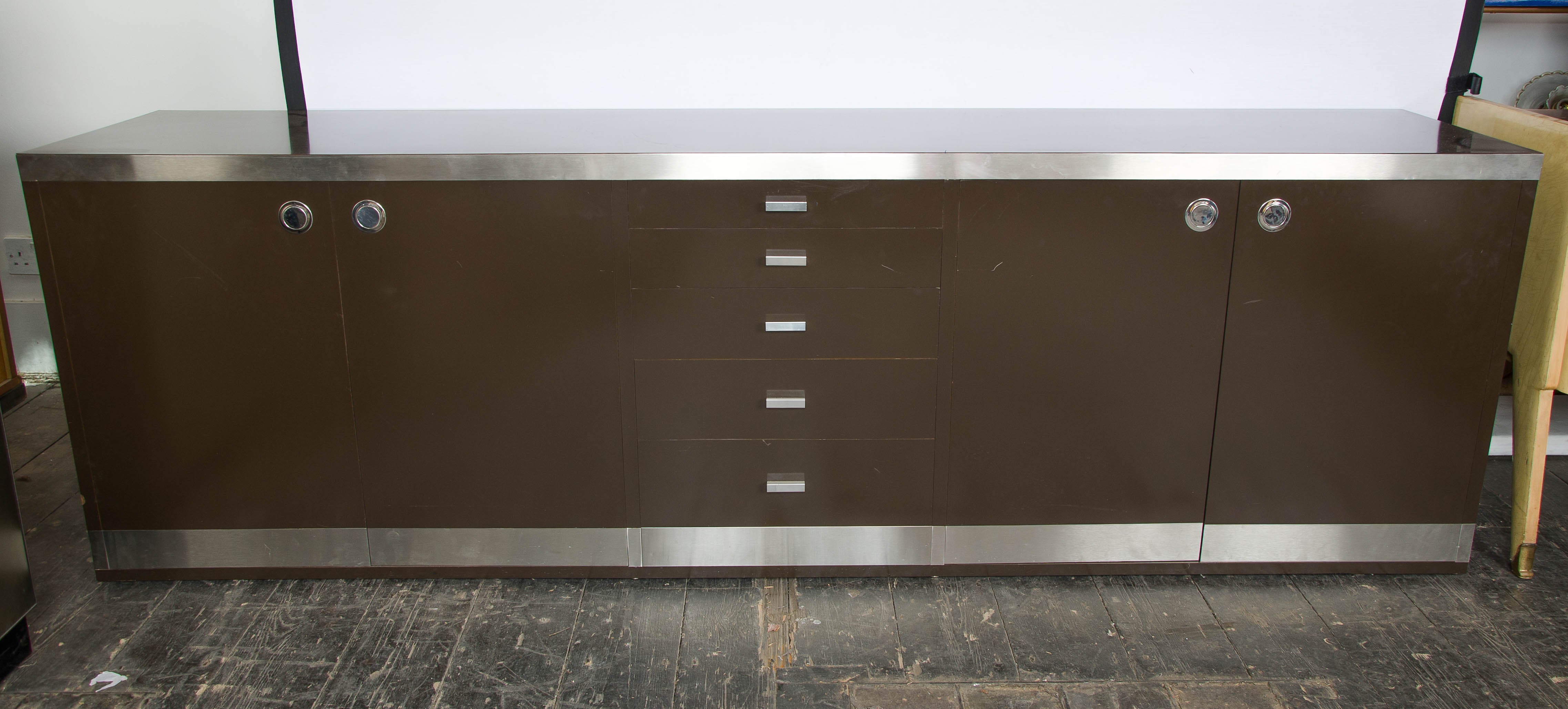 Italian 1960s Long Sideboard Signed by W. Rizzo