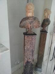 Bust of a Woman on a Roman Antique Column in Egyptian Granit