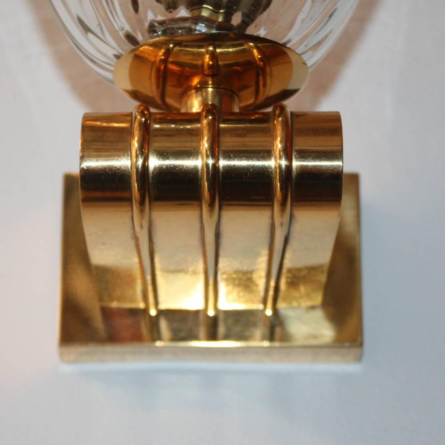 Pair of Wall Lights Brass and Glass by Barovier, Italian, 1940s at 1stdibs