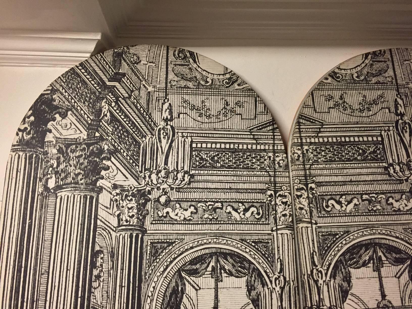 Pair of Vintage Large Doors in P. Fornasetti Style, 1950s, Italian In Good Condition In London, GB