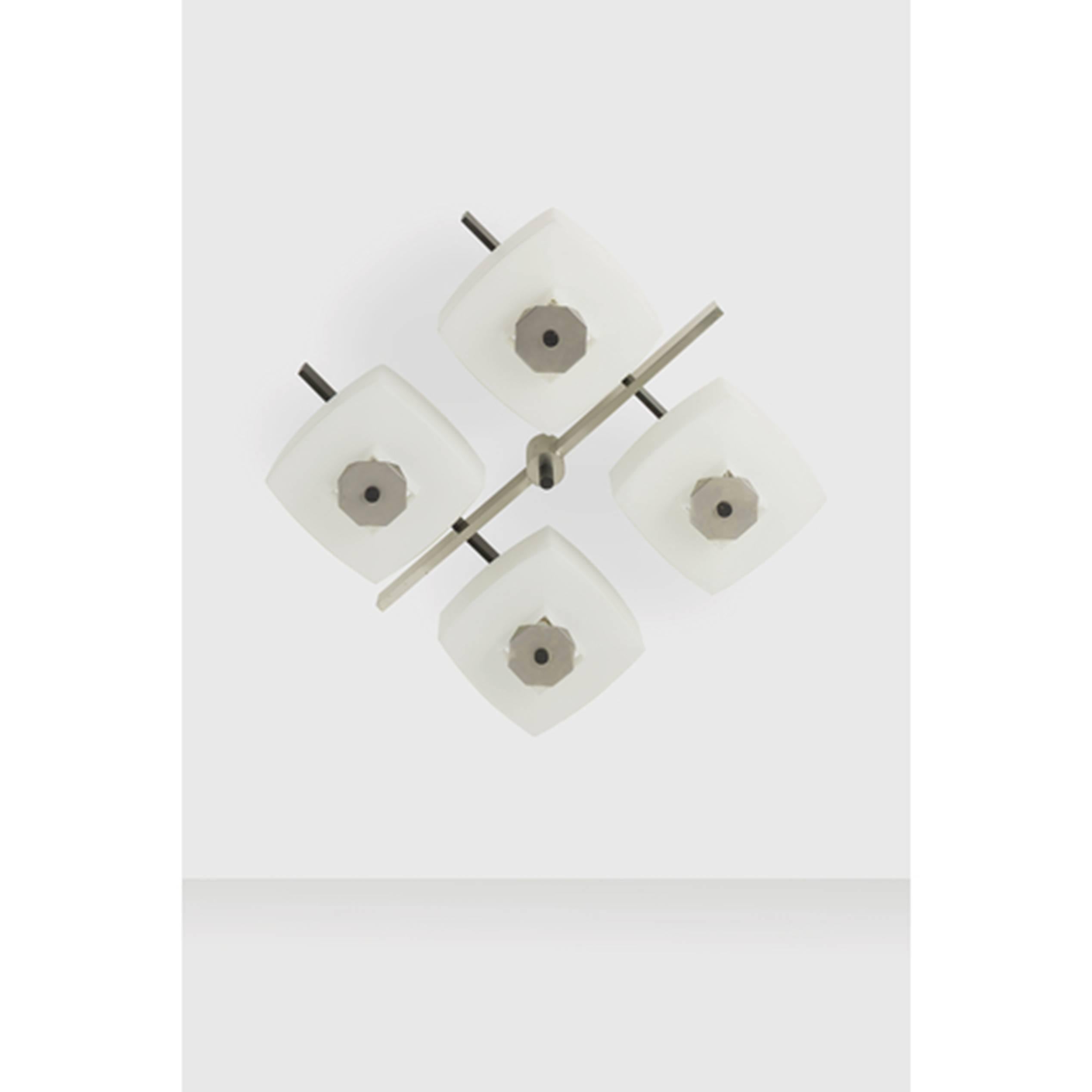 Metal ceiling light with opal glass diffusers. By Arredoluce, Italy, 1960s cm. 