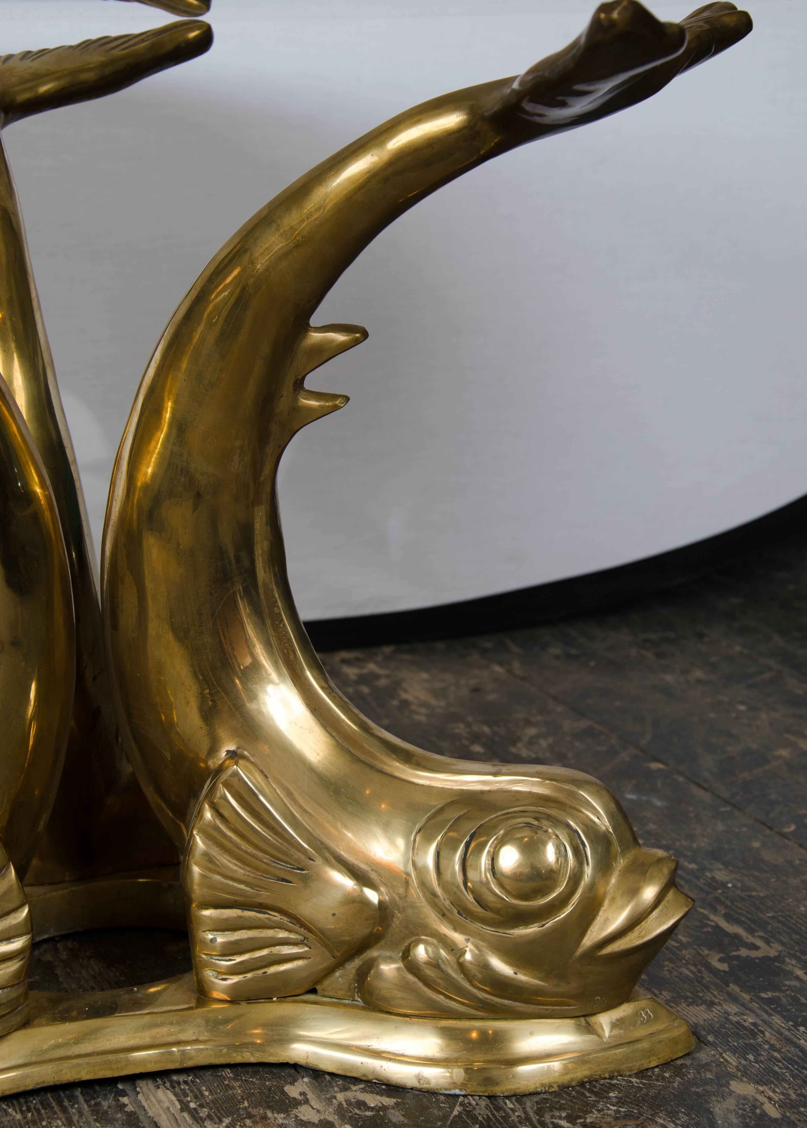 Belgium Brass Dolphin Coffee Table In Good Condition In London, GB