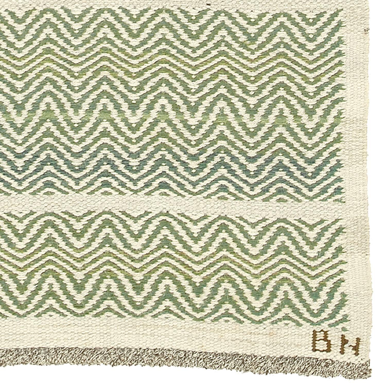 Hand-Woven Mid-20th Century Swedish Flat-Weave Carpet by Barbro Nilsson For Sale