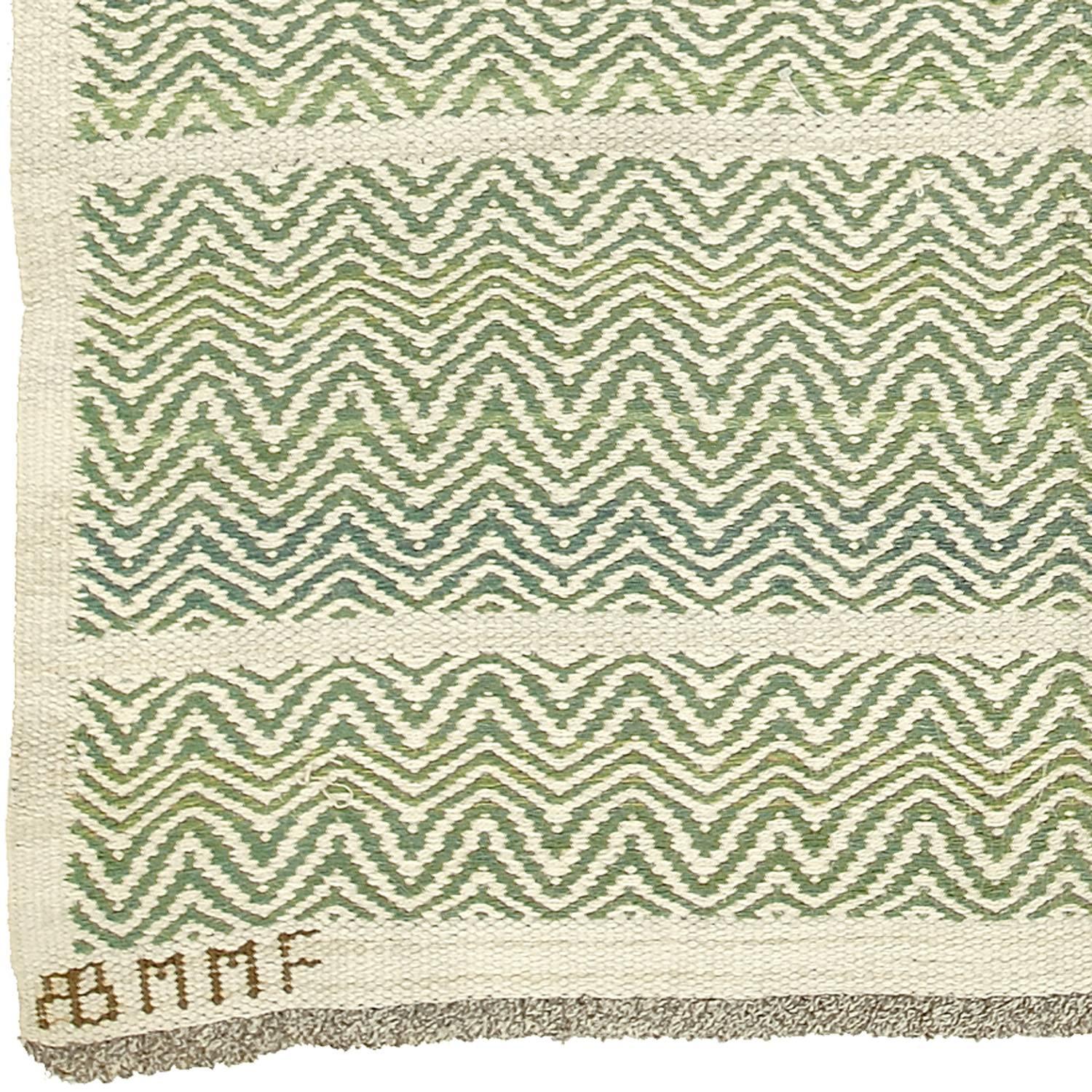 Scandinavian Modern Mid-20th Century Swedish Flat-Weave Carpet by Barbro Nilsson For Sale