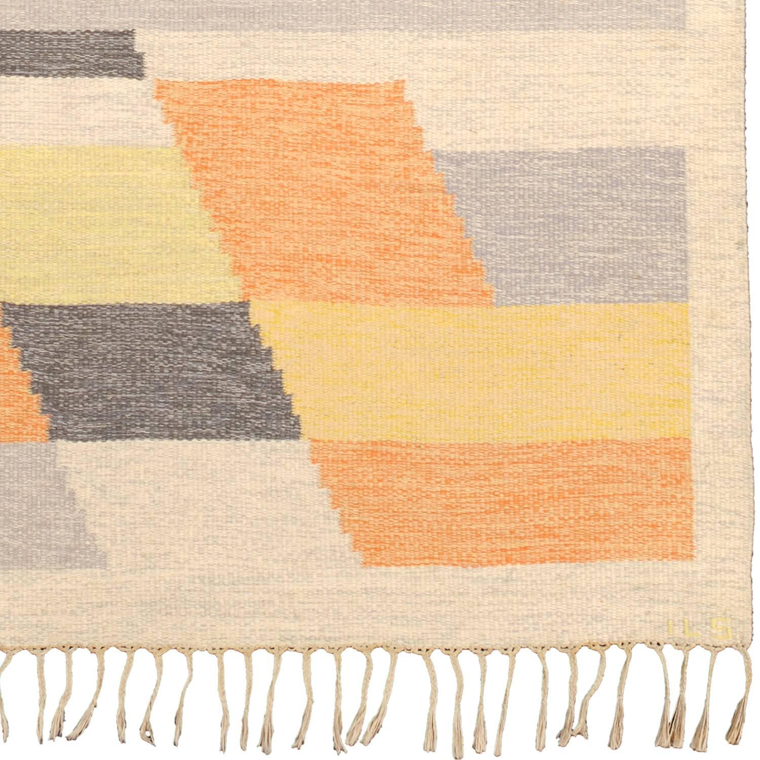 Scandinavian Modern 20th Century Swedish Flat-Weave Carpet For Sale