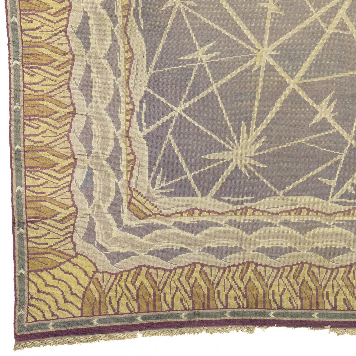 Scandinavian Modern Early-20th Century Swedish Pile-Weave Carpet by Selma Giobel For Sale