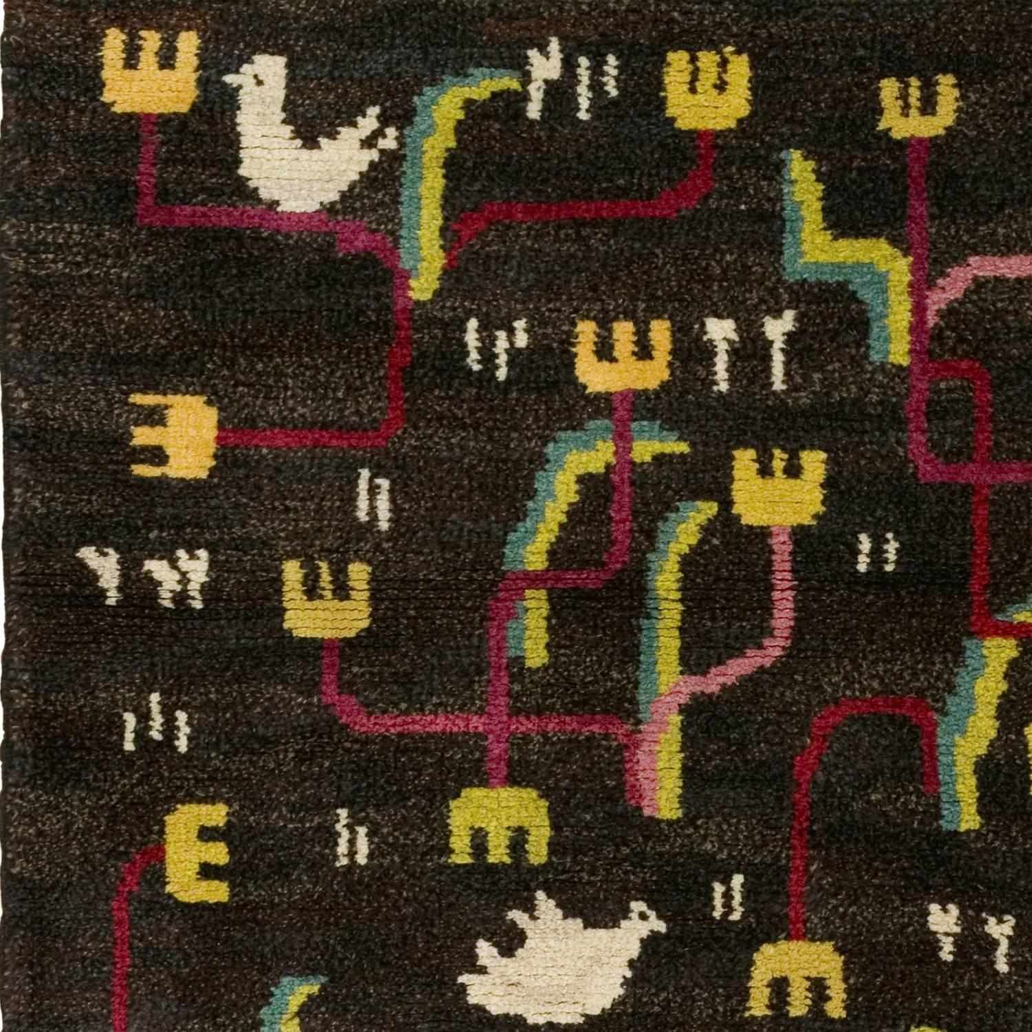 Schwedischer Florteppich „Song of the Birds“ von Sigvard Bernadotte, Mitte des 20. Jahrhunderts im Zustand „Hervorragend“ im Angebot in New York, NY