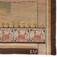 Early-20th Century Muted Brown Pictorial Swedish Pile Carpet