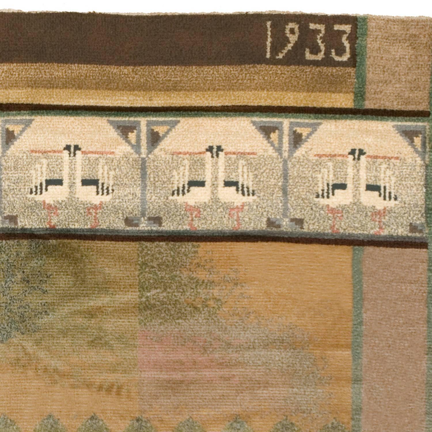 Schwedischer Florgewebe-Teppich aus dem frühen 20. Jahrhundert (Handgeknüpft) im Angebot