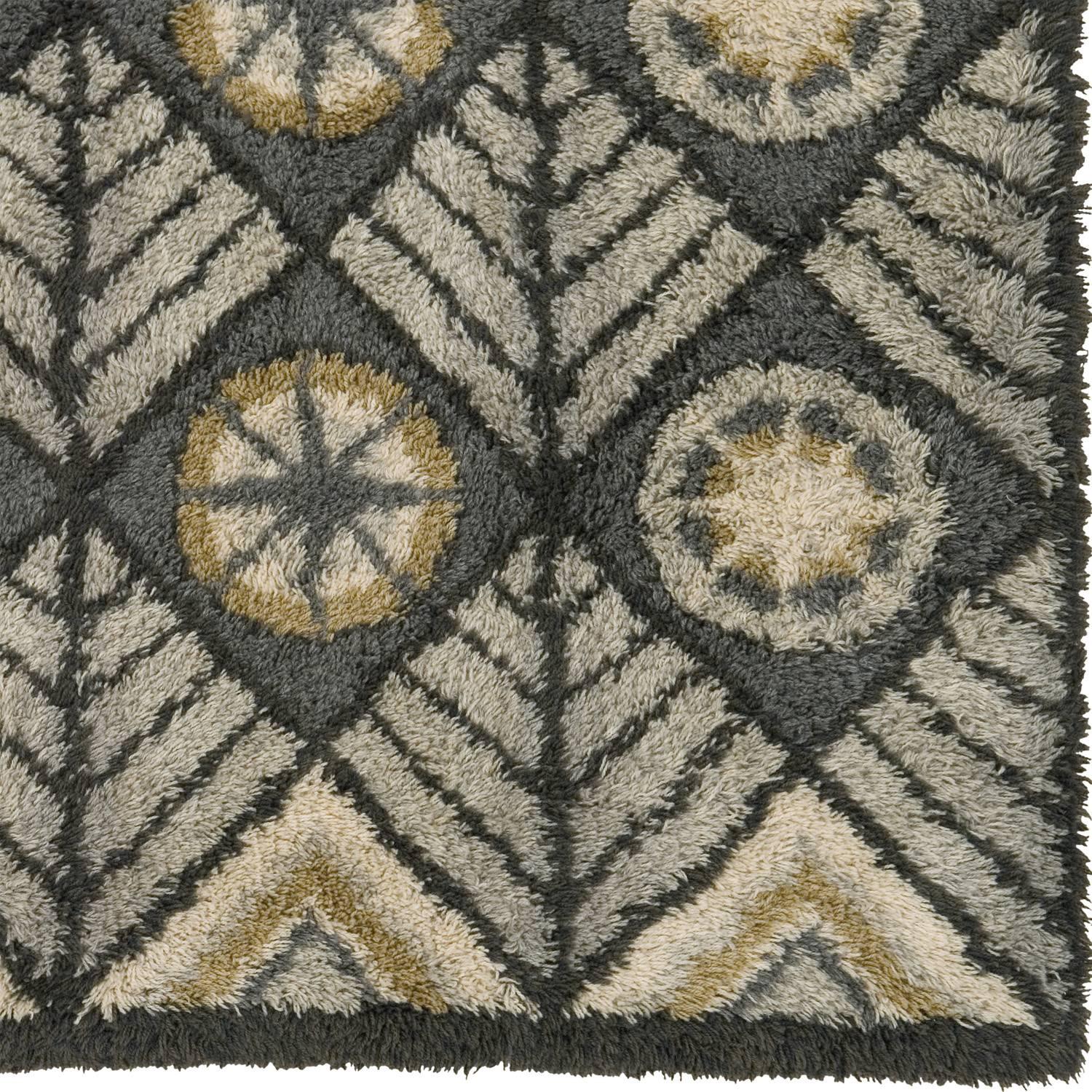 Hand-Knotted Mid 20th Century Swedish Rya Carpet For Sale