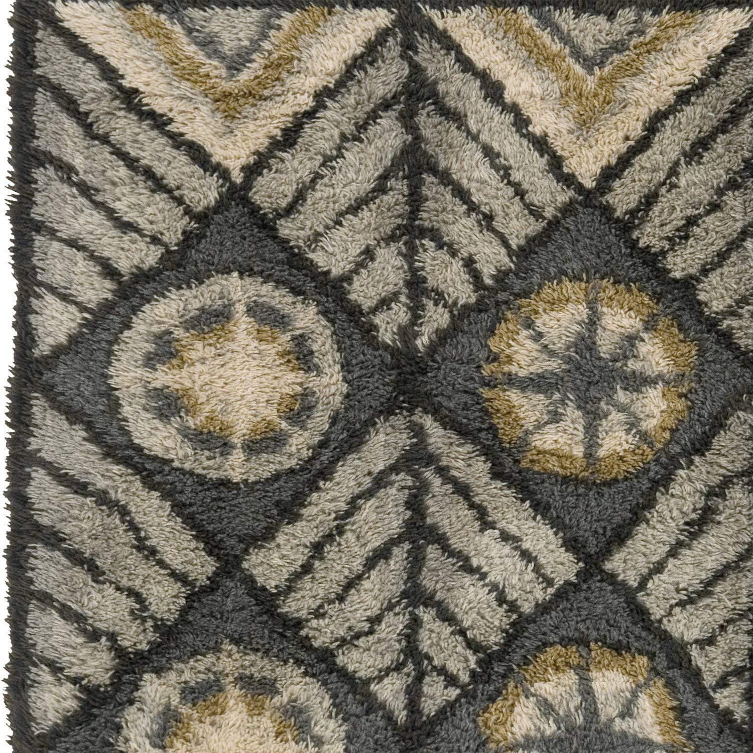 Noué à la main Tapis Rya suédois du milieu du XXe siècle en vente