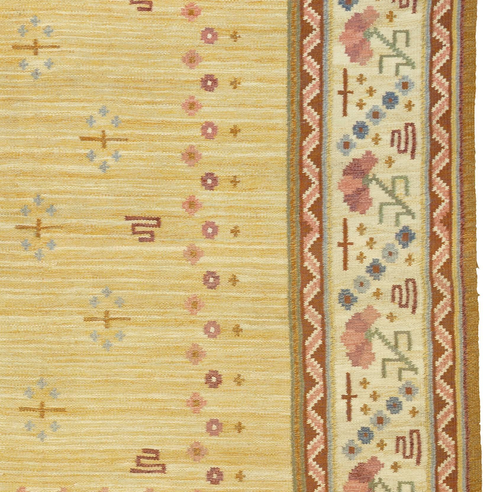 Hand-Woven 20th Century Swedish Flat-Weave Carpet by Solveig Westerberg For Sale