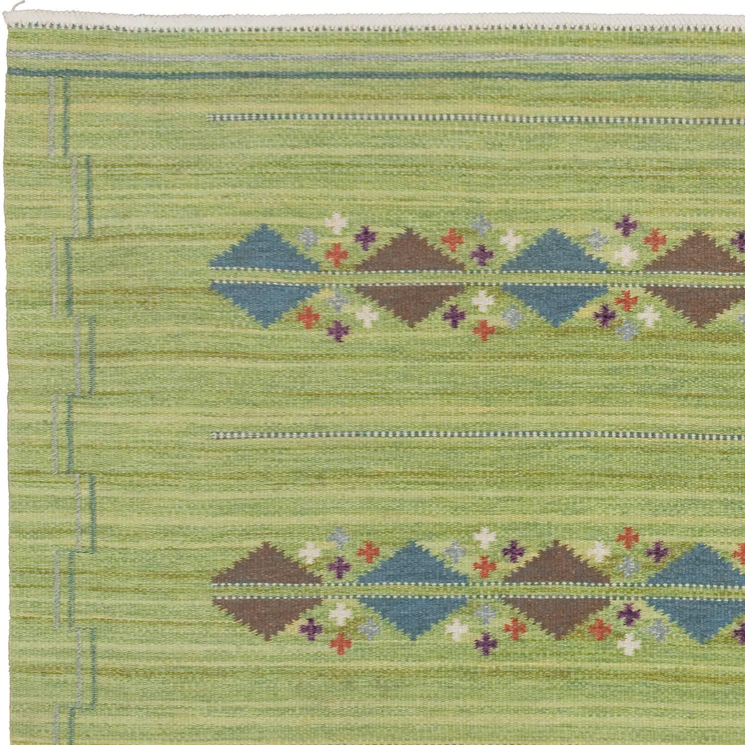 Scandinavian Modern 20th Century Swedish Flat-Weave Carpet