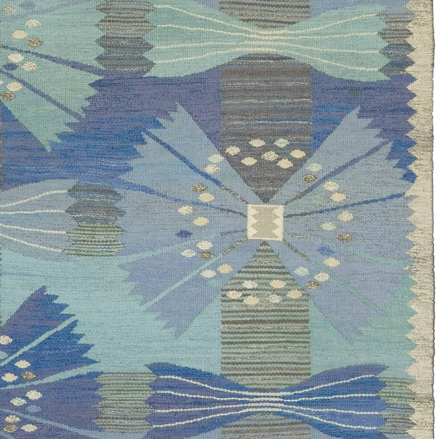 Hand-Woven 20th Century Swedish Flat-Weave Carpet
