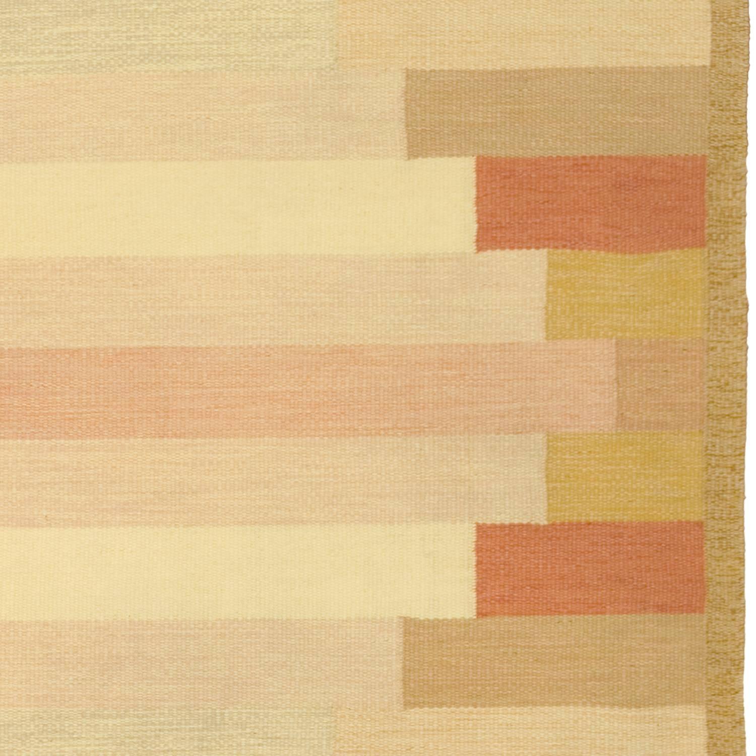 20th century Swedish flat-weave carpet, initialed 