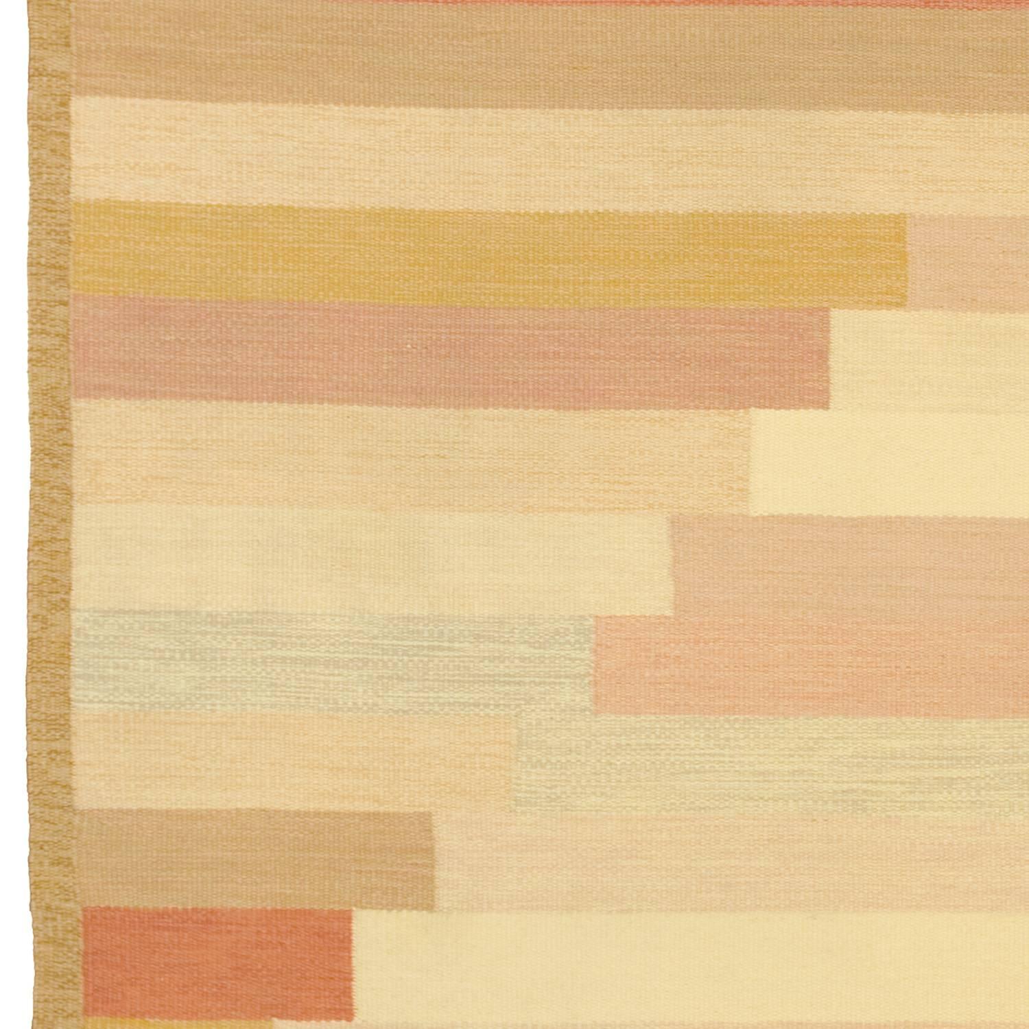 Schwedischer Flachgewebe-Teppich des 20. Jahrhunderts von Anne Marie Boberg (Handgewebt) im Angebot