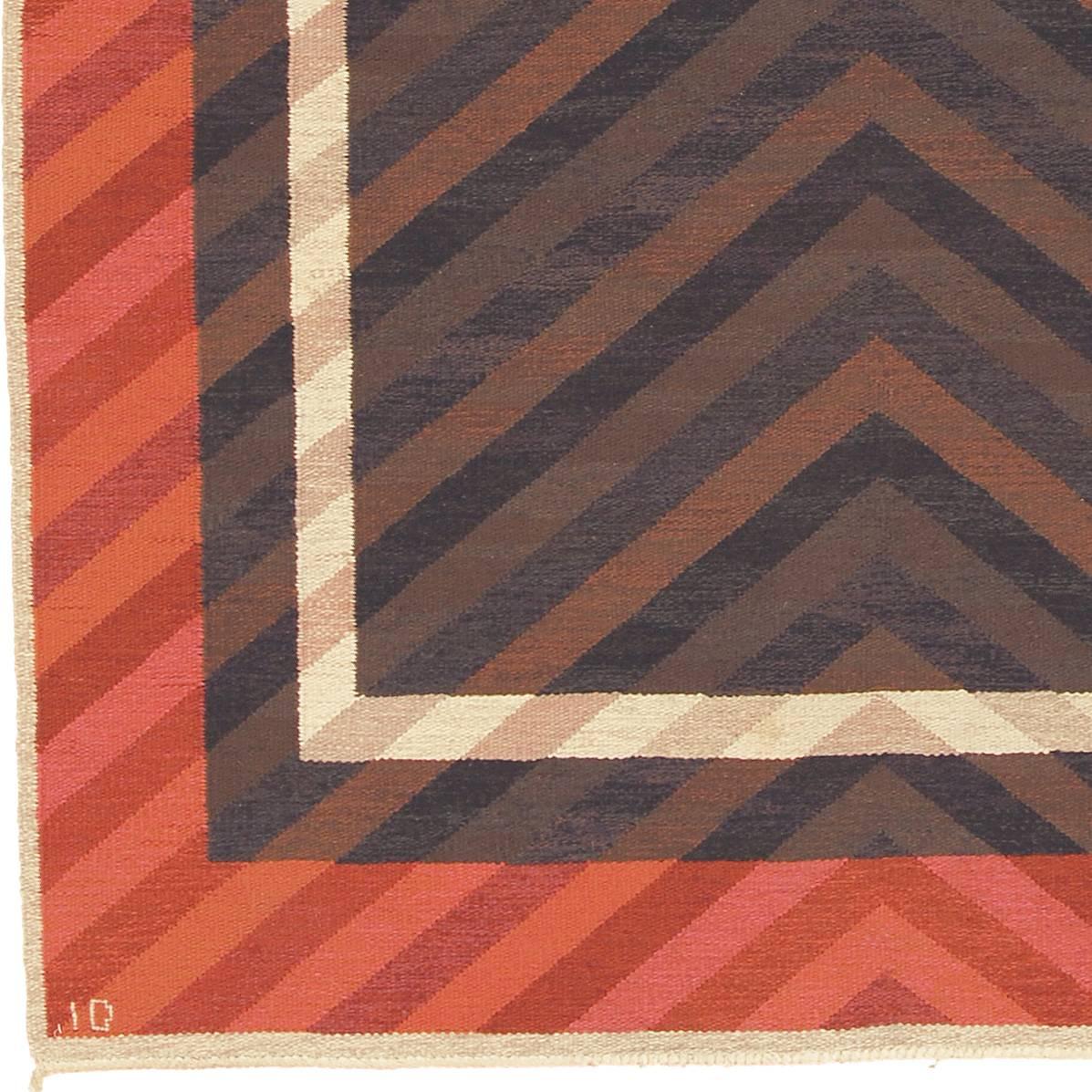 Scandinavian Modern Mid-20th Century Swedish Flat-Weave Carpet For Sale